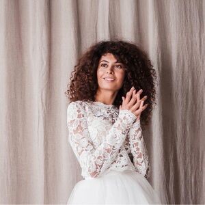 White Lace Long-Sleeve Bridal Top